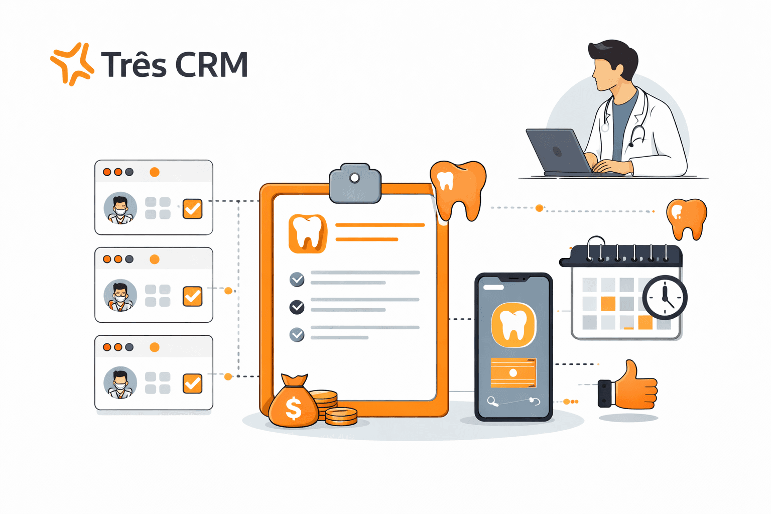 Três CRM para dentistas organiza a gestão de pacientes